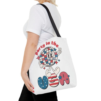 Funny 4th of July Tote Bag, Retro Party in the USA Cute Beach Summer Tote