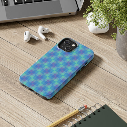 Blue Abstract Tough Phone Case, Cute Cool Trendy Biodegradable Phone Case