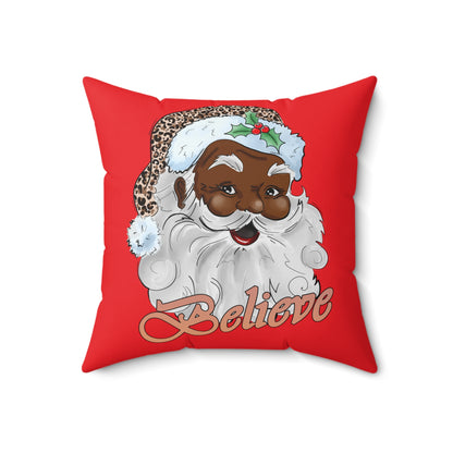 Black Santa Pillow, Santa Throw Pillow Cover, Cute African American Christmas Pillow