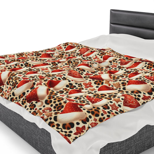 Velveteen Plush Blanket - Leopard Print Christmas Throw Blanket Couch