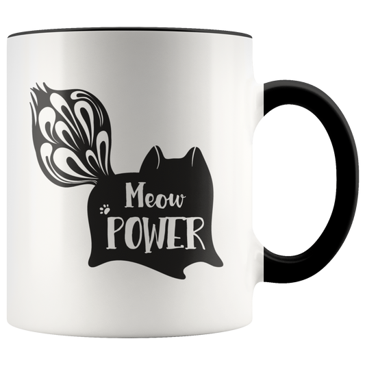 Meow Power Coffee Mug Cat Mug Gift for Cat Lady Mom or Dad Funny Custom Mug