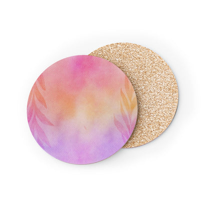 Floral Pink Cork Coaster Set Beer Coffee Coasters, Cute Coffee Table Decor, Kitchenware, Wedding Decor