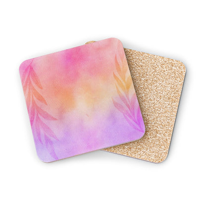 Floral Pink Cork Coaster Set Beer Coffee Coasters, Cute Coffee Table Decor, Kitchenware, Wedding Decor