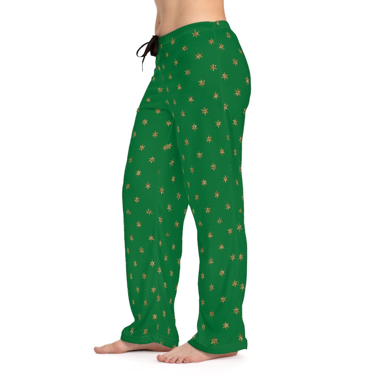 Women's Green Christmas Pajama Pants Loungewear, Cute Lounge Pants Holiday (AOP)