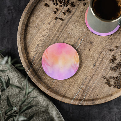 Floral Pink Cork Coaster Set Beer Coffee Coasters, Cute Coffee Table Decor, Kitchenware, Wedding Decor