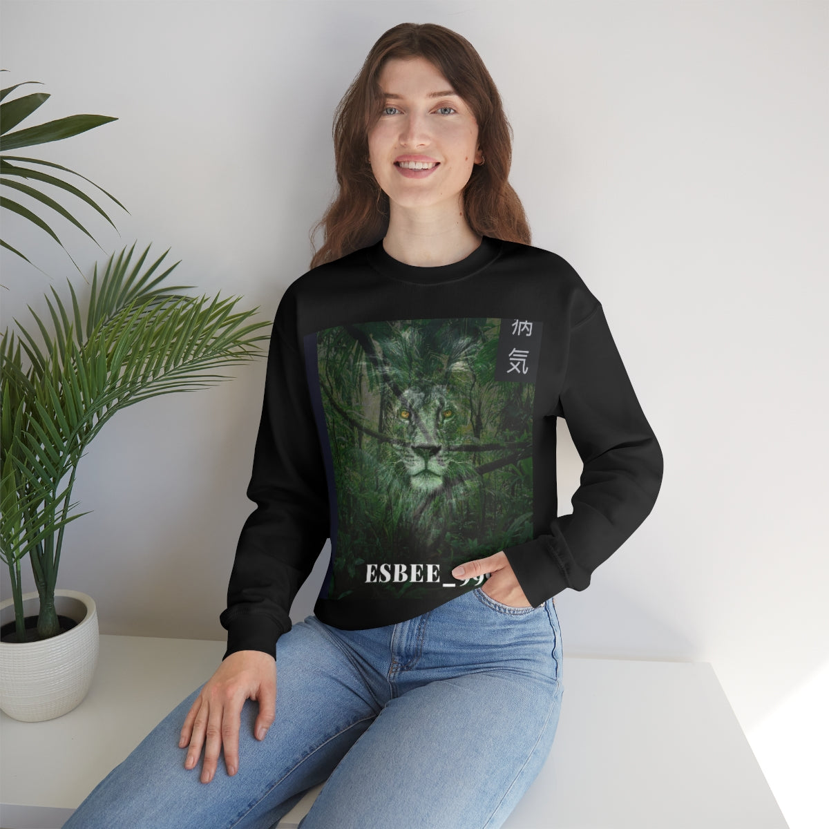 Graphic Lion Sweatshirt Cat Animal Crewneck Sweatshirt, Cute Trendy Comfy Aesthetic Shirt Unisex Heavy Blend™