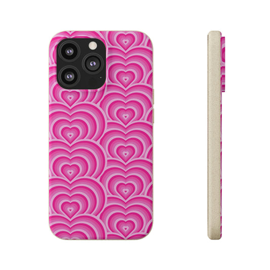 Pink Hearts Tough Phone Case Cute Cool Trendy Biodegradable Phone Case