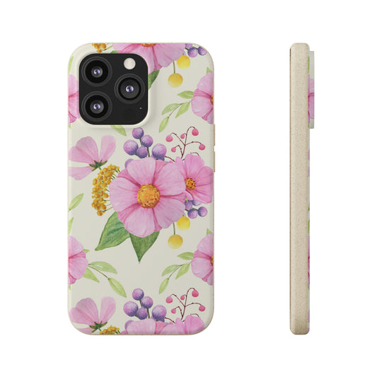 Floral Flower Tough Phone Case, Cute Cool Trendy Biodegradable Phone Case