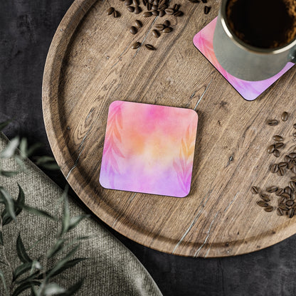 Floral Pink Cork Coaster Set Beer Coffee Coasters, Cute Coffee Table Decor, Kitchenware, Wedding Decor