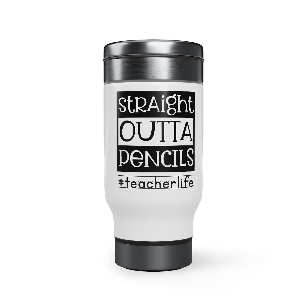 Teacher Travel Mug With Handle, Teacher Tumbler Cup, Teacher Life, Sublimation Stainless Steel Insulated Mug  14oz