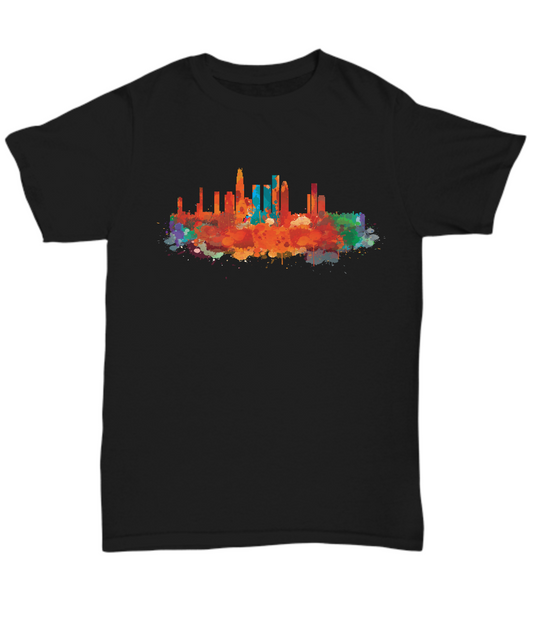 Los Angeles watercolor Black  t-shirts