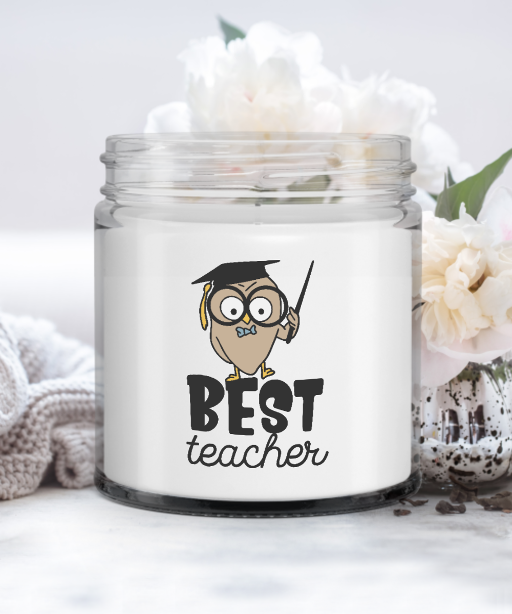 Teacher Gift Funny Candle Owl Gift Vanilla Scented Soy Container Candle