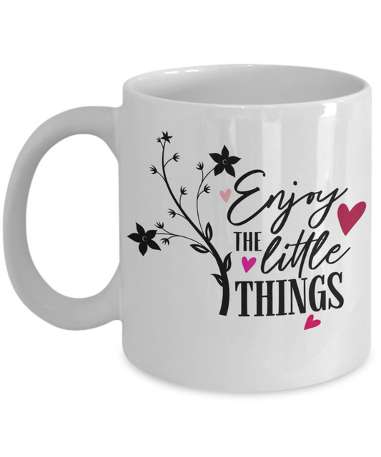 Coffee mug Enjoy the little things tea cup gift motivational novelty mugs with sayings for men women