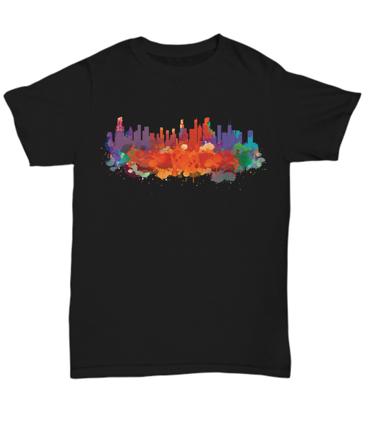 Chicago watercolor black t-shirts