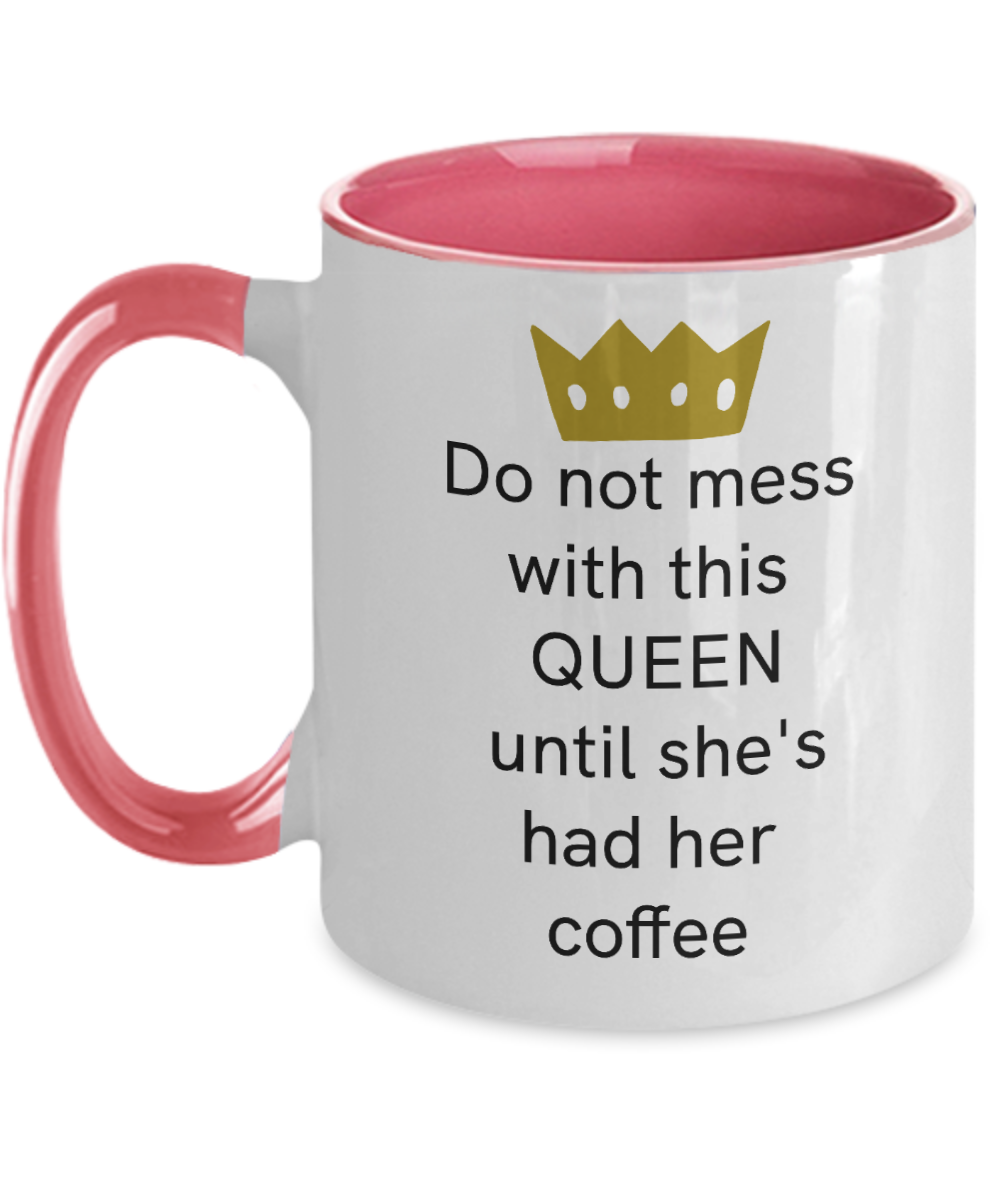 Queen Coffee Mug Funny Mug for Mom Women Two Tone Cute